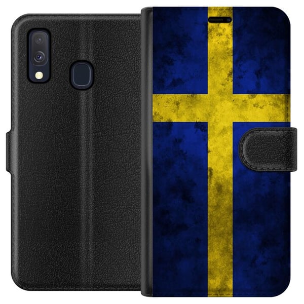 Kompatibelt Plånboksfodral till Samsung Galaxy A40 Sverige Flagga