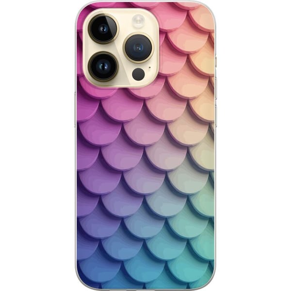 Kompatibelt Mobilskal till Apple iPhone 14 Pro Skaligt pastellmönster med mjuka överlappande former i rosa lila och blå toner som skapar harmoniskt d