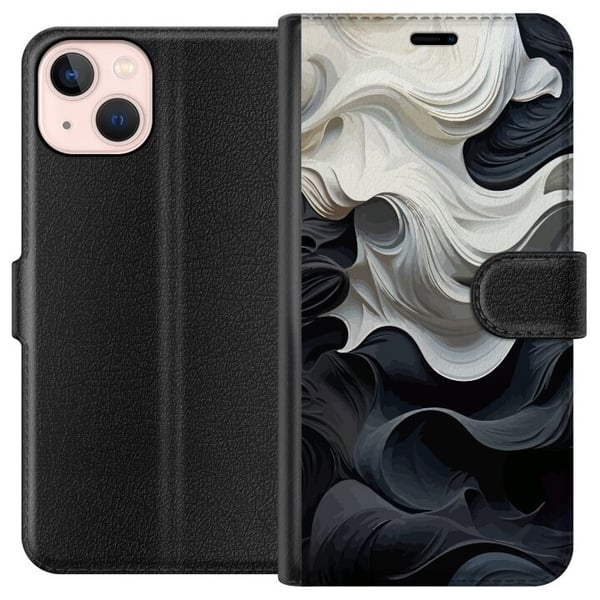 Kompatibelt Plånboksfodral till Apple iPhone 13 mini Silke Svart / Vitt Kompatibelt Plånboksfodral till Apple iPhone 13 mini Silke Svart / Vitt