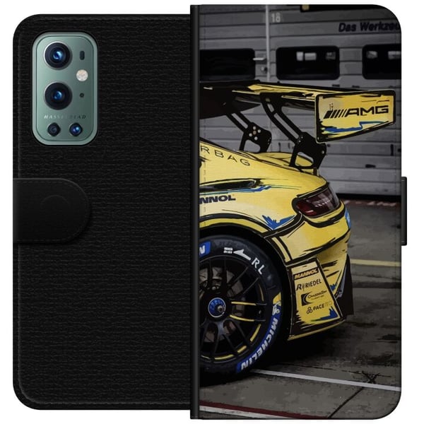 Kompatibelt Lommeboketui til OnePlus 9 Pro AMG Mercedes plakat racing sportsbil gul luksus bilindustri tysk merke motorsport bildesign retro