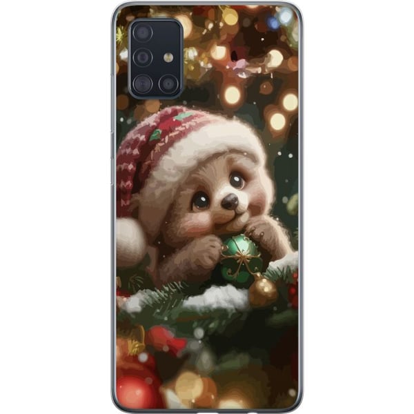 Kompatibel Mobilcover til Samsung Galaxy A51 Julesovende bjørn kugler sød bjørn hyggelige lys jul kawaii varm højtid sød vinter plakat