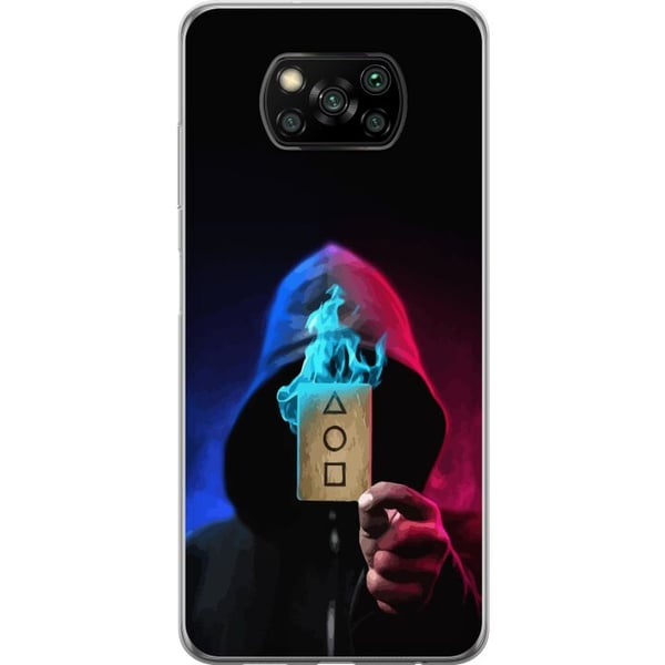 Kompatibel Mobilcover til Xiaomi Poco X3 NFC Squid Game plakat Netflix koreansk serie overlevelsesdrama maske kort hætteklædt retrodesign thriller fa