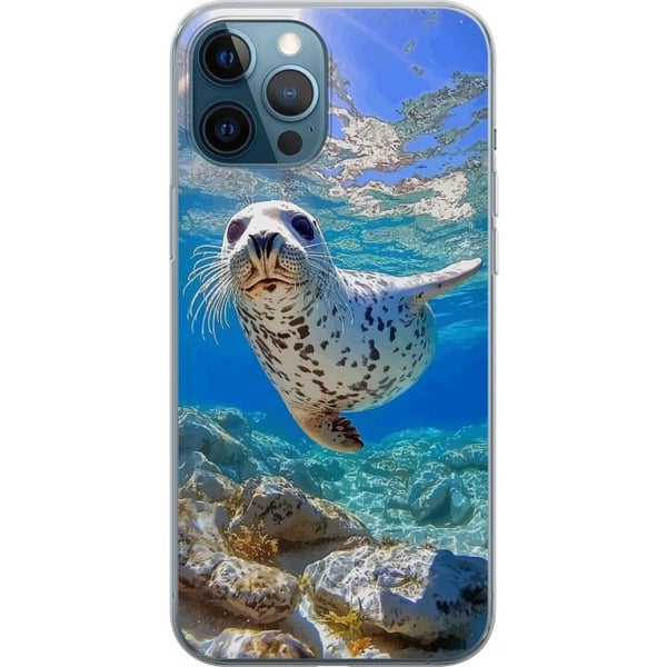 Yhteensopiva Puhelinkuori Apple iPhone 12 Pro Säl Hav Simmande Djurmotiv Natur Vattenmotiv Blå Design