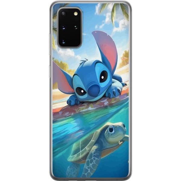 Kompatibel Mobilcover til Samsung Galaxy S20+ Stitch med skildpadde - sød blå alien i tropisk strandmiljø fra Disney Kompatibel Mobilcover til Samsung Galaxy S20+ Stitch med skildpadde - sød blå alien i tropisk strandmiljø fra Disney