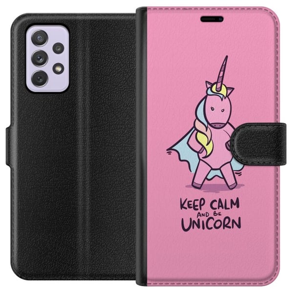 Kompatibelt Plånboksfodral till Samsung Galaxy A52s 5G Keep Calm Enhörning Kompatibelt Plånboksfodral till Samsung Galaxy A52s 5G Keep Calm Enhörning
