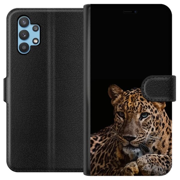 Kompatibelt Plånboksfodral till Samsung Galaxy A32 5G Stilren leopard i mörk kontrast med intensiva ögon – kraftfull och elegant djurdesign. Kompatibelt Plånboksfodral till Samsung Galaxy A32 5G Stilren leopard i mörk kontrast med intensiva ögon – kraftfull och elegant djurdesign.