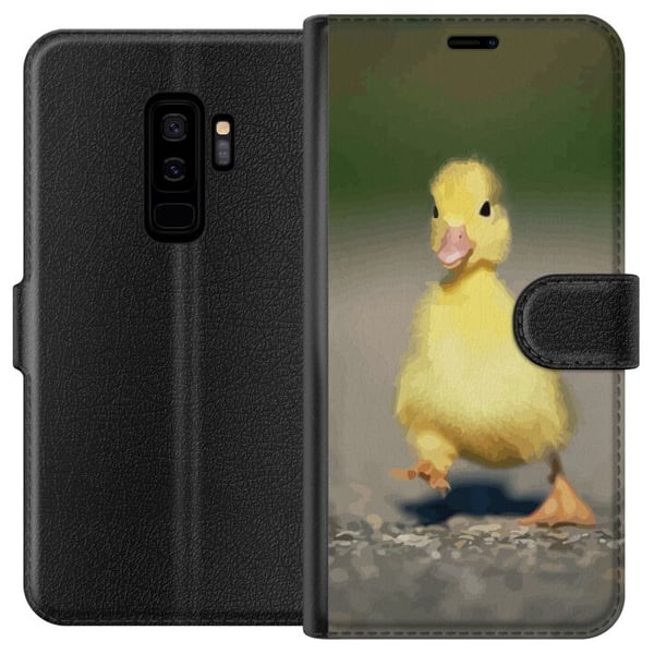 Kompatibelt Plånboksfodral till Samsung Galaxy S9+ Gul ankung som promenerar på väg mjuk naturlig ton gulligt uttryck och charmigt vårinspirerat moti Kompatibelt Plånboksfodral till Samsung Galaxy S9+ Gul ankung som promenerar på väg mjuk naturlig ton gulligt uttryck och charmigt vårinspirerat moti