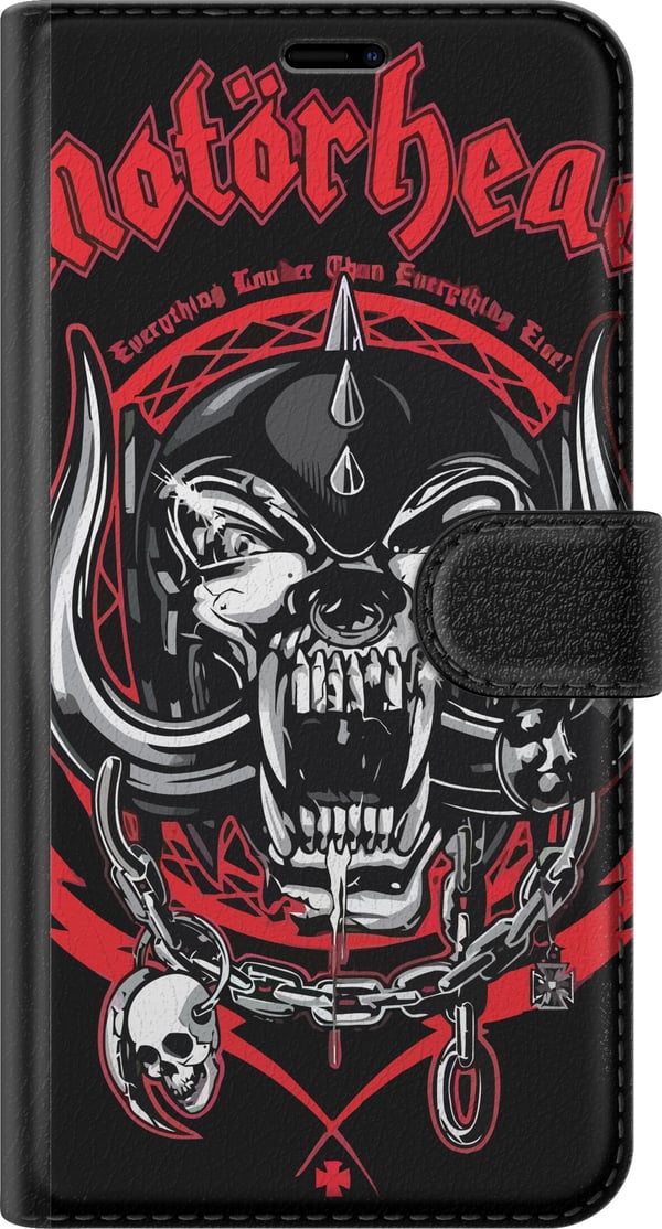 Kompatibelt Plånboksfodral till Samsung Galaxy S21 Motorhead dödskalle i rött och svart hård rockdesign för fans av klassisk metal och energi
