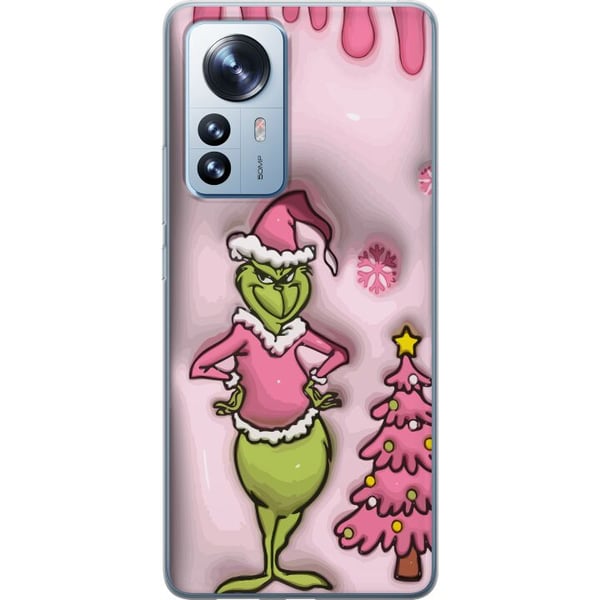 Yhteensopiva Puhelinkuori Xiaomi 12 Pro Vihreä joulufiguuri vaaleanpunaisessa tonttupuvussa, hauska ja värikäs twisti klassiseen joulun juhlijaan hum