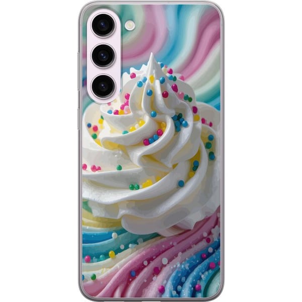 Kompatibel Mobilcover til Samsung Galaxy S23+ Illustration af is-swirlen – Hvid flødeskum med regnbuer og farverigt krymmel Kompatibel Mobilcover til Samsung Galaxy S23+ Illustration af is-swirlen – Hvid flødeskum med regnbuer og farverigt krymmel