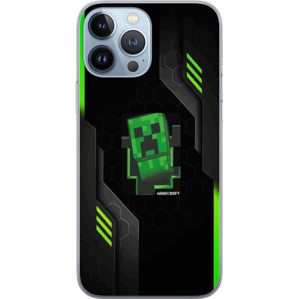 Kompatibel Mobilcover til Apple iPhone 13 Pro Max Grøn pixelbaseret, creeperlignende spilillustration i futuristisk neonstil til gamingrum