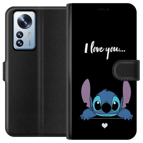 Yhteensopiva Lompakkokotelo Xiaomi 12 Pro Stitch Minä Rakastan Sinua