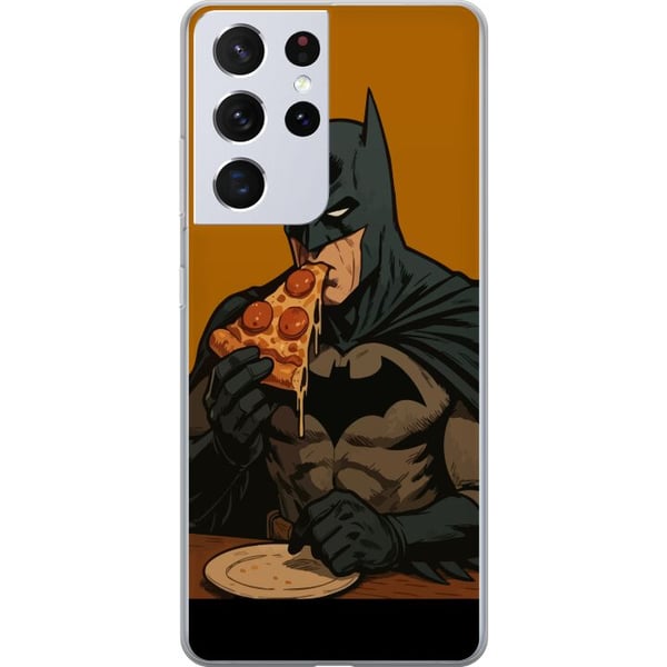 Kompatibelt Mobildeksel til Samsung Galaxy S21 Ultra 5G Batman-plakat spiser pizza DC Comics-helt tegneserie retro humor morsom matillustrasjon morso Kompatibelt Mobildeksel til Samsung Galaxy S21 Ultra 5G Batman-plakat spiser pizza DC Comics-helt tegneserie retro humor morsom matillustrasjon morso