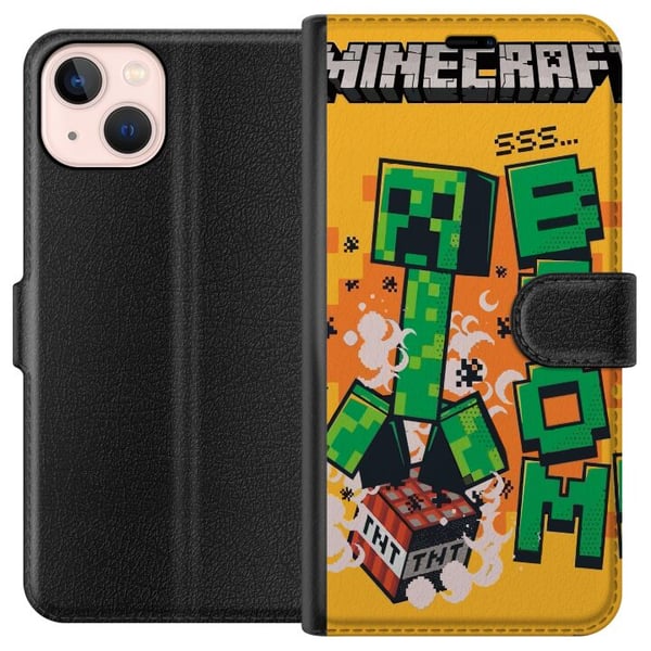 Kompatibelt Lommeboketui til Apple iPhone 13 mini Minecraft Boom Kompatibelt Lommeboketui til Apple iPhone 13 mini Minecraft Boom
