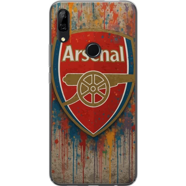 Kompatibelt Mobildeksel til Huawei P Smart Z Arsenal-kunstmotiv i rødt og hvitt med fargesprut, perfekt for fotballfans som elsker kunst og sportssti