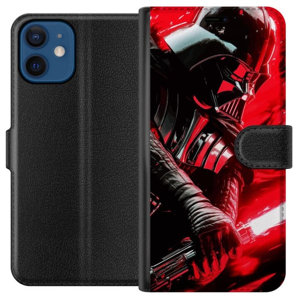 Yhteensopiva Lompakkokotelo Apple iPhone 12 mini Darth Vader punaisella valomiekalla, voimakas futuristinen design, joka on saanut inspiraationsa gal