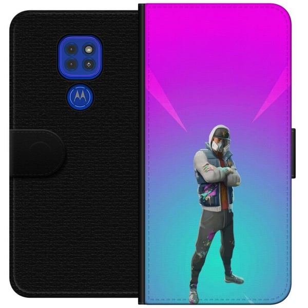 Kompatibel Tegnebogsetui til Motorola Moto G9 Play sort ridder fortnite