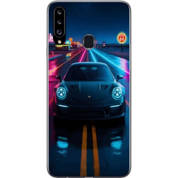 Kompatibelt Mobilskal till Samsung Galaxy A20s Neon Sports Car Racing Drift Fast