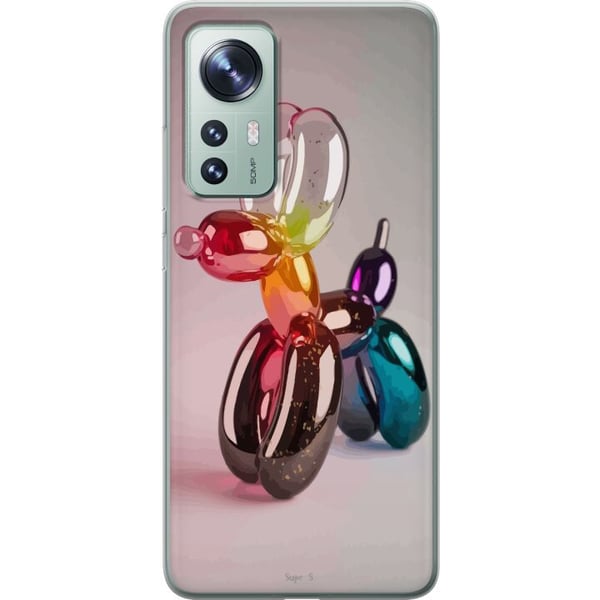 Yhteensopiva Puhelinkuori Xiaomi 12 Balloon Pup värikäs ilmapallokoira pop art -lasityylissä, sateenkaaren värit ja moderni trendikäs muotoilu