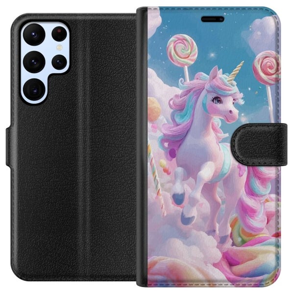 Kompatibelt Plånboksfodral till Samsung Galaxy S22 Ultra 5G Enhörning Candy Pastell Kawaii Motiv Söt Populär Färg Kompatibelt Plånboksfodral till Samsung Galaxy S22 Ultra 5G Enhörning Candy Pastell Kawaii Motiv Söt Populär Färg
