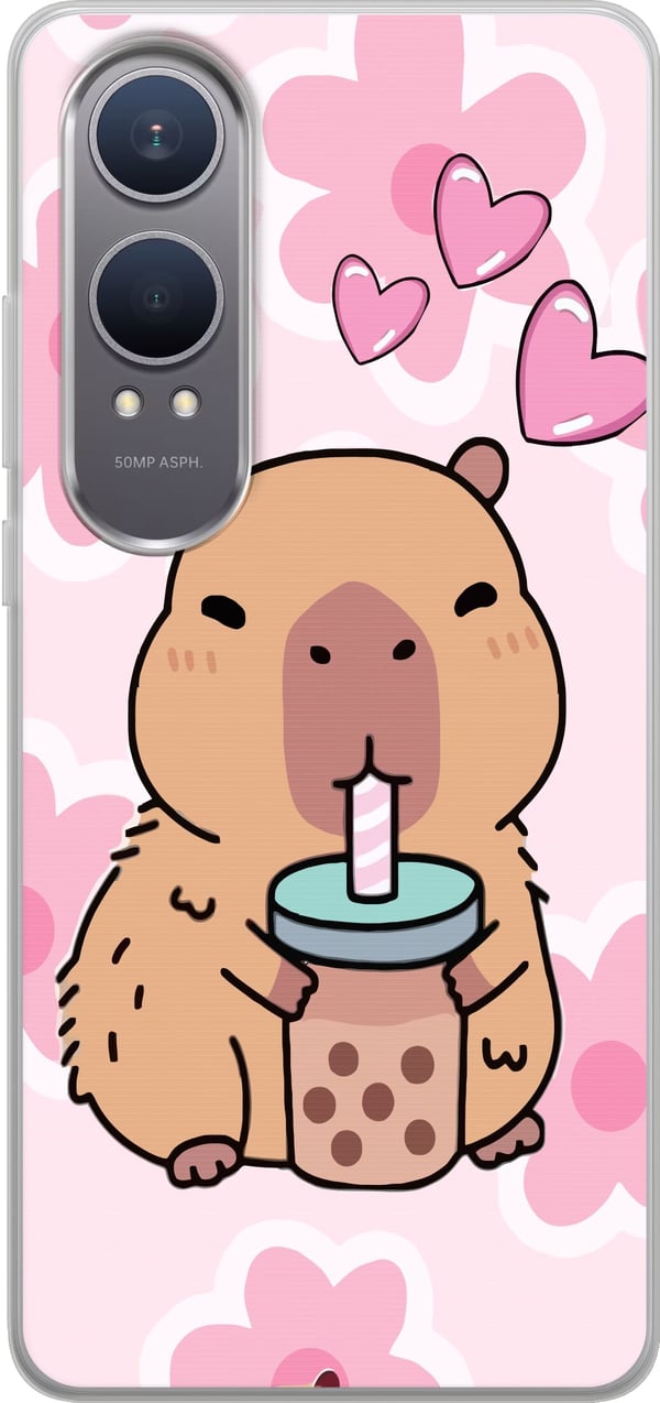 Kompatibel Mobilcover til OnePlus Nord CE4 Lite Kawaii Capybara Hjerte Anime Stil Sød Design Dyremotiv TikTok Populær Gave Pige
