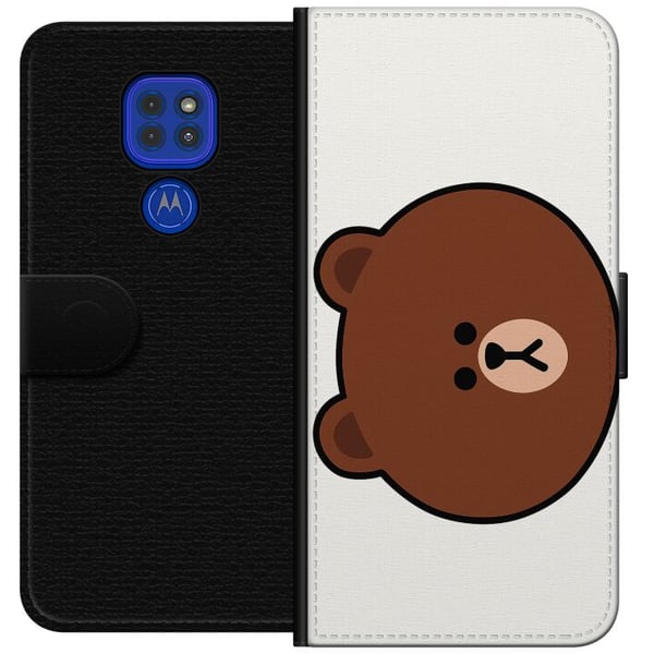 Kompatibel Tegnebogsetui til Motorola Moto G9 Play line friends brown