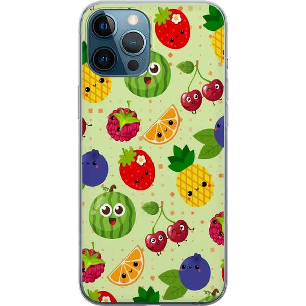 Kompatibelt Mobildeksel til Apple iPhone 12 Pro Max Fruktmønster med ananas, melon og kirsebær, fargerikt design som sprer glede og sommerenergi