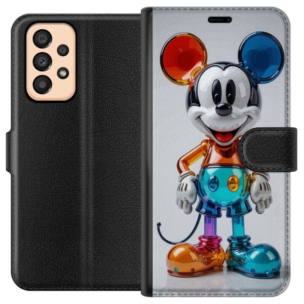Yhteensopiva Lompakkokotelo Samsung Galaxy A33 5G Värikäs Mikki Hiiri -hahmo futuristinen kromi kiiltävä Disney poptaide moderni eloisa hahmoaihe jul