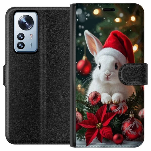 Yhteensopiva Lompakkokotelo Xiaomi 12 Pro Joulukani tonttulakilla söpö pupu talvi punaiset koristeet juhlava kawaii joulu kodikkaat valot juliste