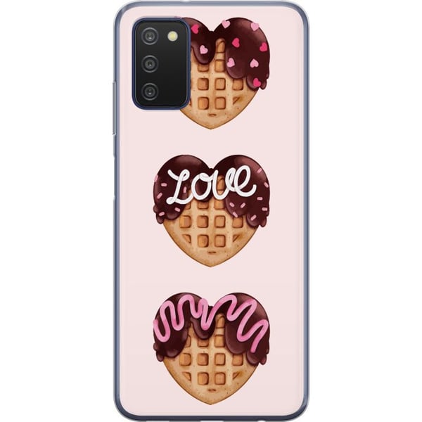 Kompatibelt Mobildeksel til Samsung Galaxy A03s Hjerteformede vafler med sjokolade, rosa dekorasjoner og kjærlighetstema, søt dessertinspirert design