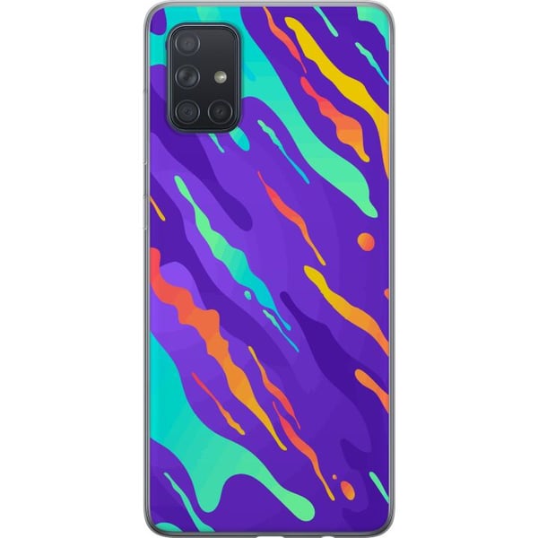 Kompatibelt Mobildeksel til Samsung Galaxy A71 Fargerikt abstrakt mønster med flytende former i moderne design Kompatibelt Mobildeksel til Samsung Galaxy A71 Fargerikt abstrakt mønster med flytende former i moderne design