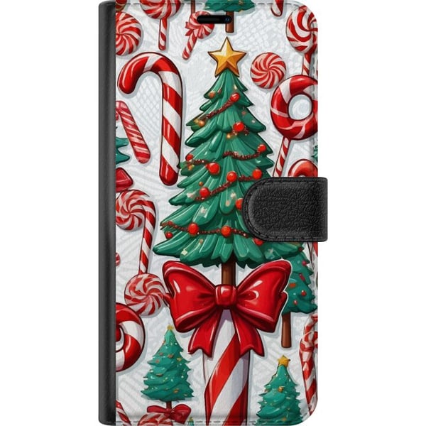 Kompatibel Tegnebogsetui til Samsung Galaxy S23 Ultra Juletræ plakat juletræ sukkerstang slik høytidsslik julemotiv retro sukkerstænger design kunst