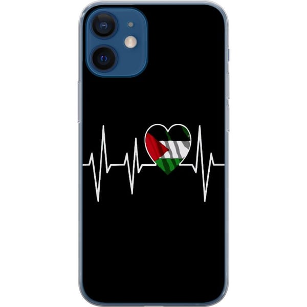 Kompatibel Mobilcover til Apple iPhone 12 Palæstina-hjerte med EKG-linje flagfarver sort rød hvid grøn stærkt symbol på kærlighed og frihed