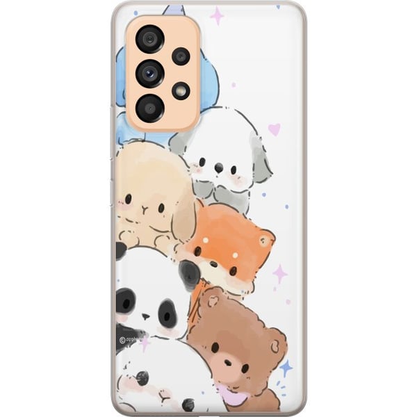 Kompatibelt Mobildeksel til Samsung Galaxy A53 5G Søt stabel av kawaii-dyr i pastellfarger, sjarmerende skisset illustrasjon, perfekt for deg som lik