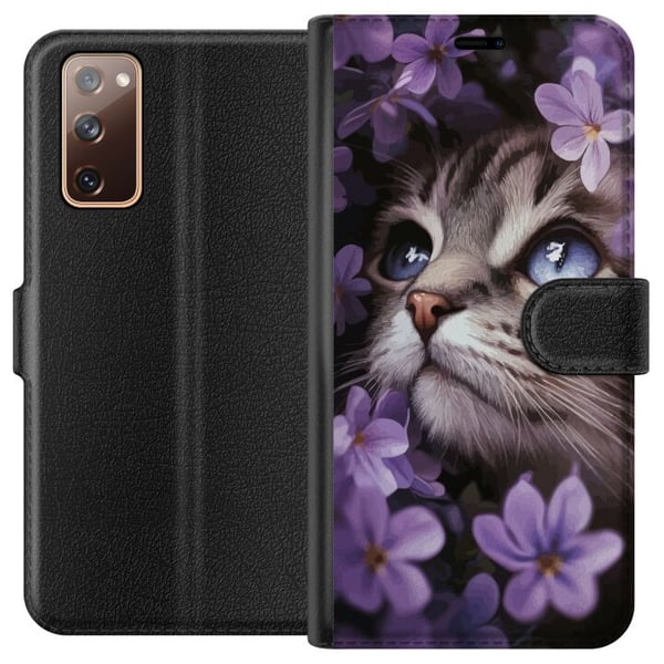 Kompatibelt Lommeboketui til Samsung Galaxy S20 FE Katt og blomster Kompatibelt Lommeboketui til Samsung Galaxy S20 FE Katt og blomster