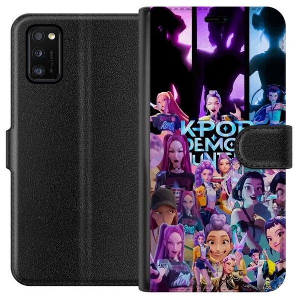 Kompatibel Tegnebogsetui til Samsung Galaxy A41 KPop Demon Hunters mørk anime-vinylfigur