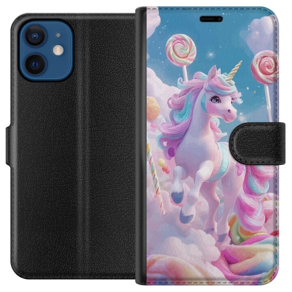 Yhteensopiva Lompakkokotelo Apple iPhone 12 mini Enhörning Candy Pastell Kawaii Motiv Söt Populär Färg