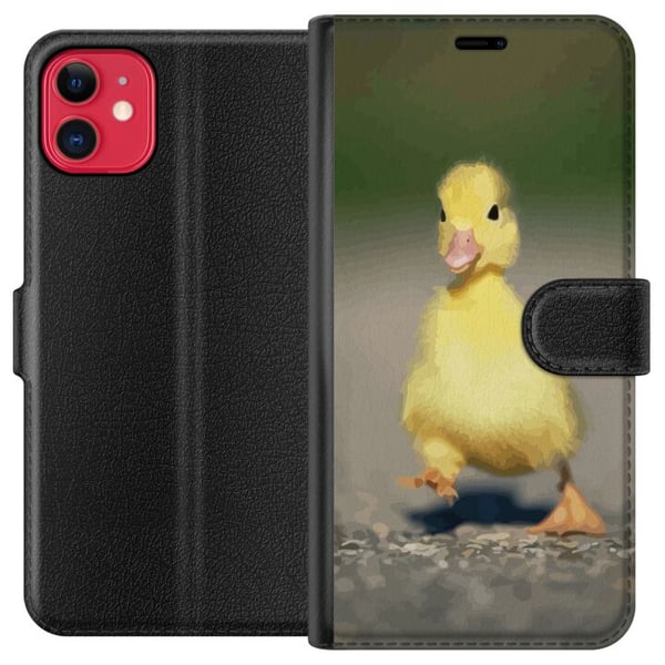 Kompatibelt Plånboksfodral till Apple iPhone 11 Gul ankung som promenerar på väg mjuk naturlig ton gulligt uttryck och charmigt vårinspirerat motiv Kompatibelt Plånboksfodral till Apple iPhone 11 Gul ankung som promenerar på väg mjuk naturlig ton gulligt uttryck och charmigt vårinspirerat motiv