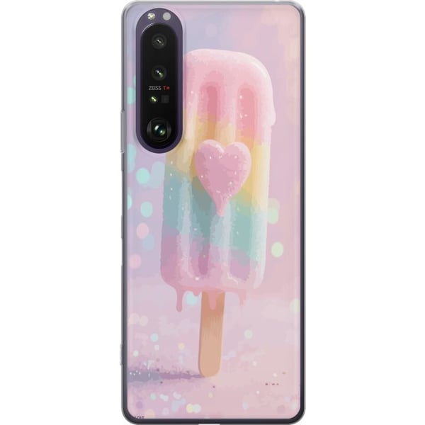 Kompatibel Mobilcover til Sony Xperia 1 III Pastelis med hjerte, sødt design med smeltende farver og glitter til sommer og slikstil