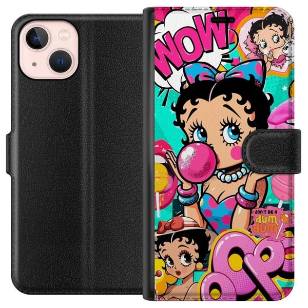 Kompatibelt Plånboksfodral till Apple iPhone 13 mini Betty Boop Kompatibelt Plånboksfodral till Apple iPhone 13 mini Betty Boop