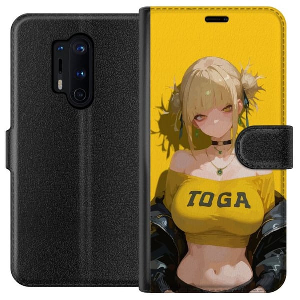 Kompatibel Tegnebogsetui til OnePlus 8 Pro Gul animeinspireret illustration med blond karakter, stærk baggrund, kawaii-stil til trendy motiver