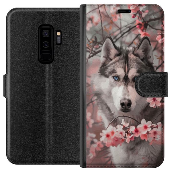 Kompatibelt Plånboksfodral till Samsung Galaxy S9+ Husky med blå ögon bland rosa körsbärsblommor – vackert, naturinspirerat och detaljrikt motiv. Kompatibelt Plånboksfodral till Samsung Galaxy S9+ Husky med blå ögon bland rosa körsbärsblommor – vackert, naturinspirerat och detaljrikt motiv.