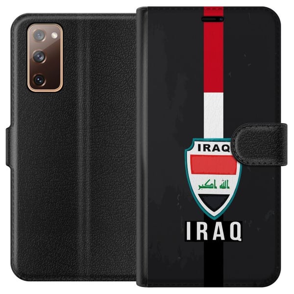 Kompatibelt Lommeboketui til Samsung Galaxy S20 FE Iraks flagg med emblem i rødt, hvitt og svart – et kraftfullt design som uttrykker historie og sto