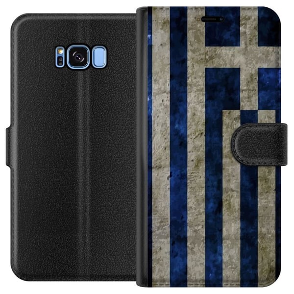 Yhteensopiva Lompakkokotelo Samsung Galaxy S8 Kreikan lippuaiheinen taide sinivalkoisella vintagekuviolla Kreikasta ja klassisesta muotoilusta pitävi Yhteensopiva Lompakkokotelo Samsung Galaxy S8 Kreikan lippuaiheinen taide sinivalkoisella vintagekuviolla Kreikasta ja klassisesta muotoilusta pitävi
