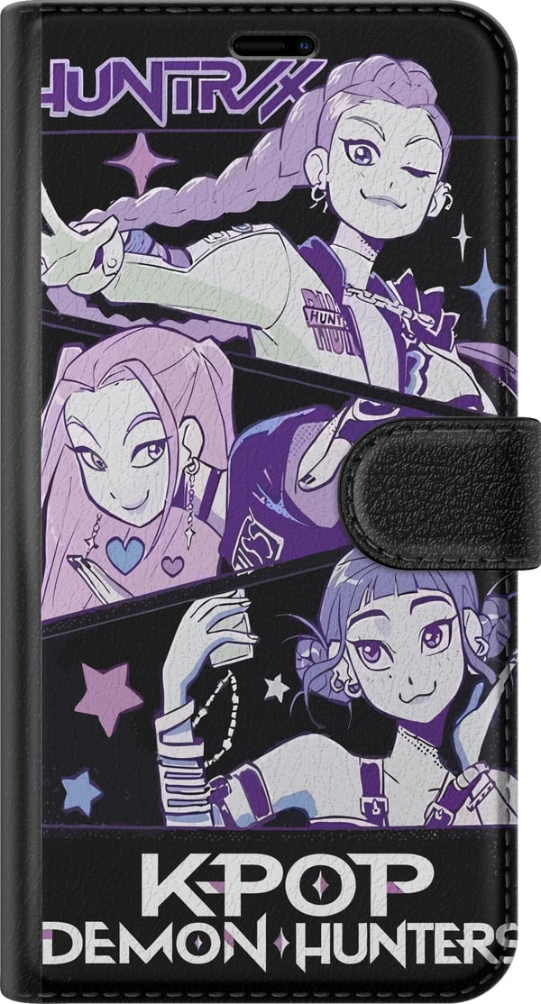 Yhteensopiva Lompakkokotelo Apple iPhone SE (2022) Kpop Demoninmetsästäjät Huntrix Trio Violetit Tähdet Retro Kosminen Idolihehku