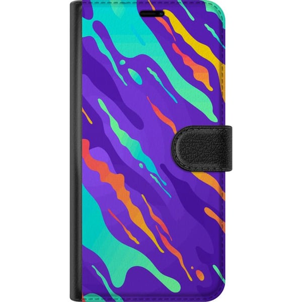 Kompatibelt Plånboksfodral till Samsung Galaxy S9+ Färgstarkt abstrakt mönster med flytande former i modern design