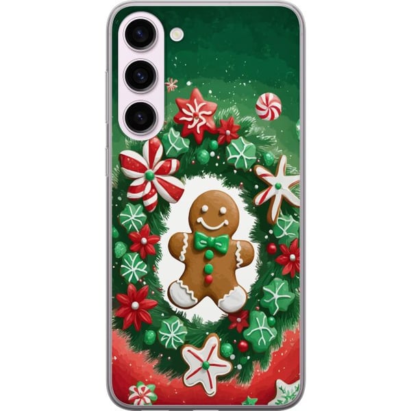 Kompatibel Mobilcover til Samsung Galaxy S23+ Peberkagekrans julemotiv med krans, peberkage og klassisk grøn-rød farvetone Kompatibel Mobilcover til Samsung Galaxy S23+ Peberkagekrans julemotiv med krans, peberkage og klassisk grøn-rød farvetone