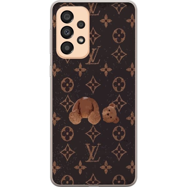 Kompatibel Mobilcover til Samsung Galaxy A33 5G Luksuriøst monogrammønster med ødelagt bamse i mørk, modeinspireret æstetik
