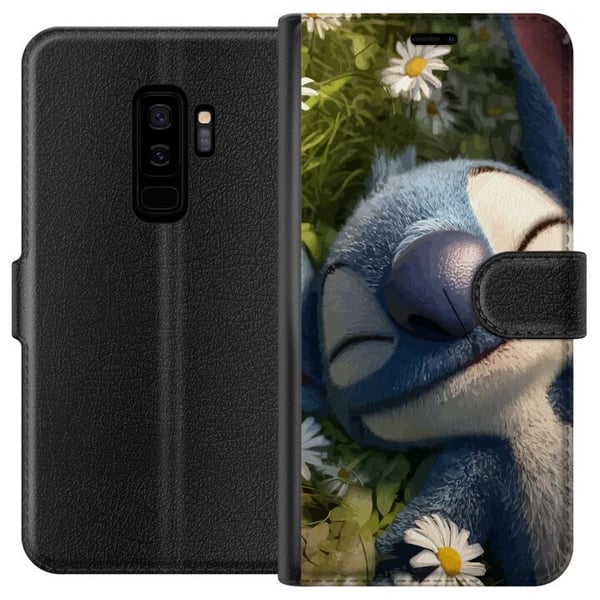 Yhteensopiva Lompakkokotelo Samsung Galaxy S9+ Keppostelevä sininen fantasiaolento tummaa taustaa vasten humoristinen ilmaus Yhteensopiva Lompakkokotelo Samsung Galaxy S9+ Keppostelevä sininen fantasiaolento tummaa taustaa vasten humoristinen ilmaus