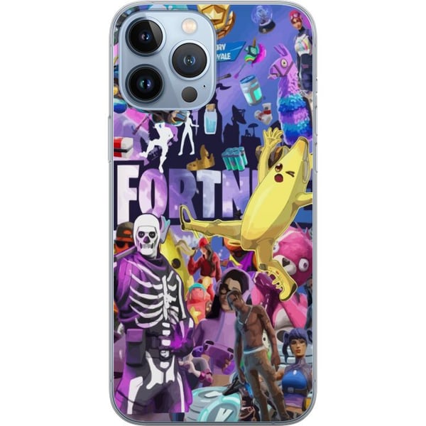 Kompatibelt Mobildeksel til Apple iPhone 13 Pro Max Fortnite-kollasj med Banana Peely Battle Bus og skins fargerikt gamingmotiv